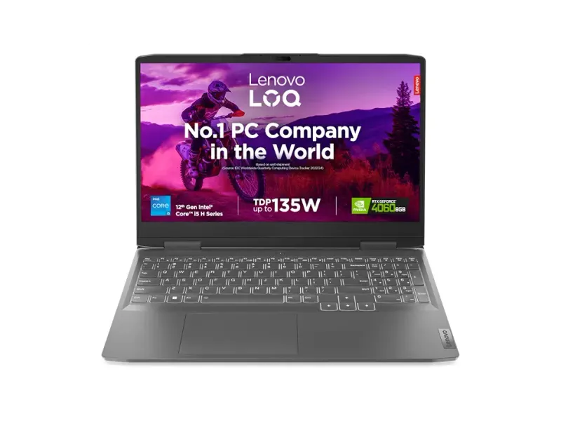 Lenovo LOQ 12th Gen Intel Core i5-12450H 15.6" (39.6cm) FHD IPS 144Hz 350Nits Gaming Laptop (16GB/512GB SSD/Win 11/NVIDIA RTX 4060 8GB Graphics/Office 21/3 Month Game Pass/Grey/2.4Kg), 82XV00F7IN