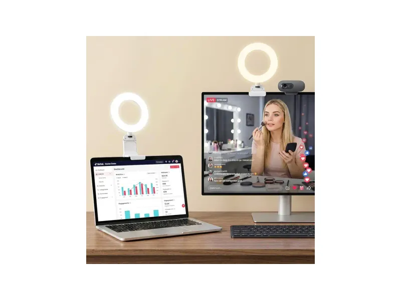 Suicune Ring Light for Computer Video Conference Lighting Zoom Meeting, Video Calls, Webcam Lighting, Online Learning, Live Streaming, Small Ring Light, Selfie Light for Laptop
