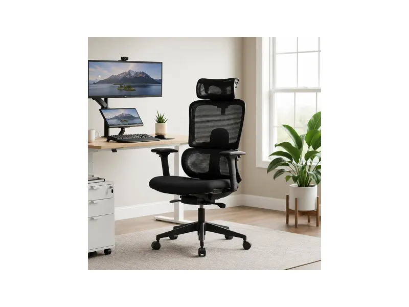 Varaha Beast BIS Certified Ergonomic Office High Back Study Chair | 5 Year Warranty | Adjustable 2D Headrest, 3D PU Armrest, Seat Sliding Mechanism with 3 Multilock Recline| Gaming Desk Chair| Black