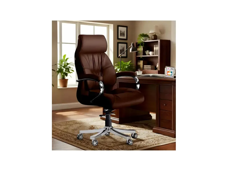 S-91 PRO Brown Iran Arms/Luxury Comfort of Torshan Mechanism Victory Ergonomic Leatherette Executive High Back Revolving Desk Office Chair
