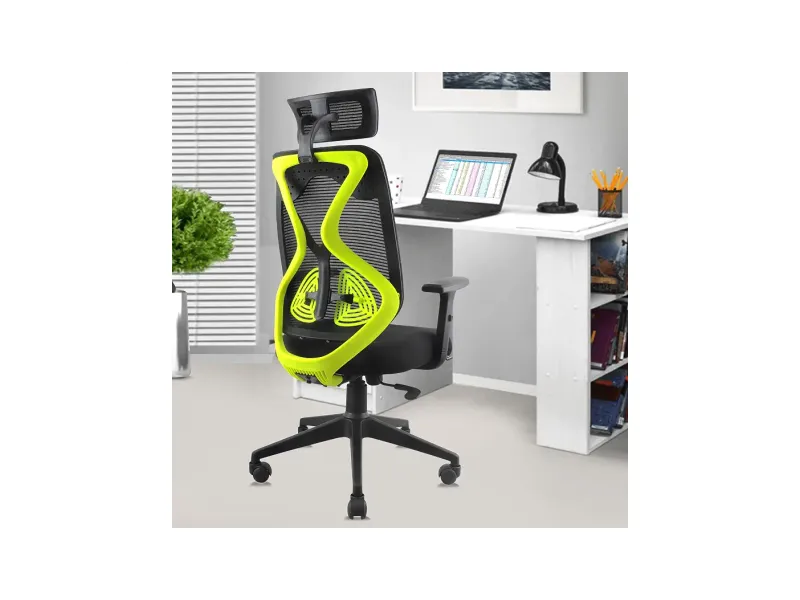 ASTRIDE Ergofit Ergonomic Office Chair for Home | 3-Years Warranty | 2D Headrest, Adjustable Arms & Lumbar Support | Tilt Lock Mechanism [Heavy Duty Nylon Base, Neon Green-Black]