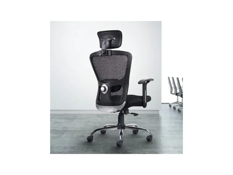 CELLBELL C110 Leo Wave Ergonomic High Back Mesh Office Chair for Home & Office | Height Adjustable Revolving Computer Chair with Breathable Mesh Back Lumbar Support Heavy Duty Metal Base (Black)