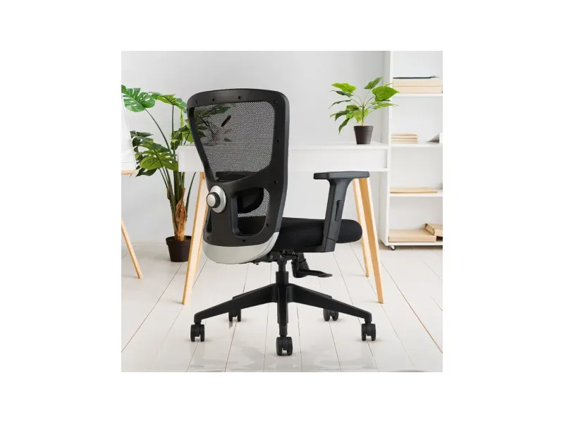 INNOWIN Jazz Office Chair, Mid Back Mesh Ergonomic Home Office Desk Chair with Adjustable Armrests & Lumbar Support, Multi-Tilt Lock Mechanism & Nylon Fiber Base (Black)| 3 Years Limited Warranty