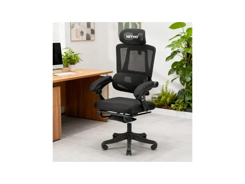 NiTHO MC.II Series Ergonomic Mesh Gaming Office Chair | Lumbar Back Support Computer Chair, Class 3 Gas Lift, Rocking & Height Adjustable Swivel Office Chair for Home Office, Study or Gaming, Black