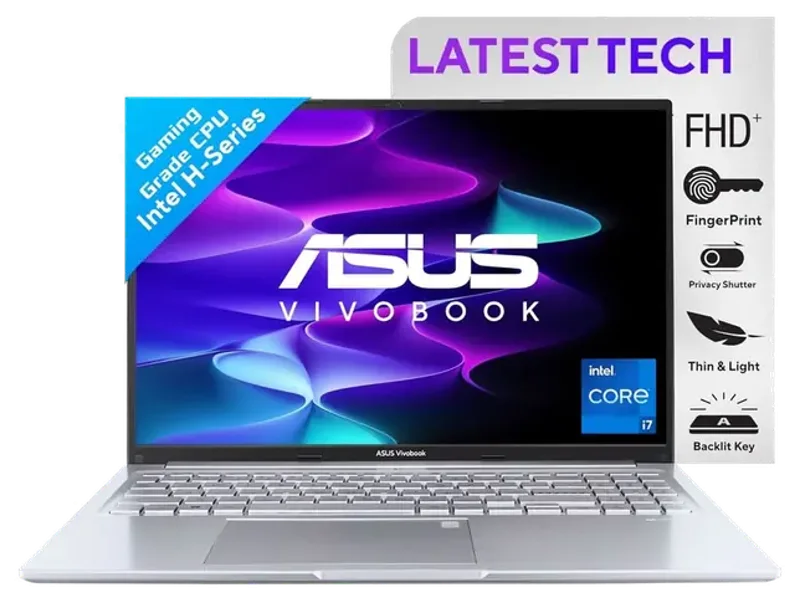 ASUS VIVOBOOK 16, INTEL CORE I7-12700H, 16GB DDR4, 512GB SSD, WUXGA 16:10 60HZ, 16 INCH/40.64CM, WINDOWS 11, MS OFFICE 2021, TRANSPARENT SILVER, 1.88KG, X1605ZAC-MB741WS, INTEL IRIS XE GRAPHICS LAPTOP