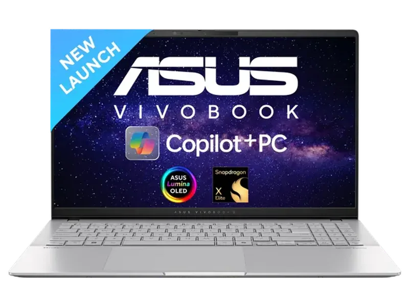 ASUS VIVOBOOK S 15 OLED, QUALCOMM AI POWERED LAPTOP, SNAPDRAGON X ELITE X1E 78 100 (16GB/1TB/QUALCOMM ADRENO GPU/3K/WINDOWS 11 HOME) S5507QAD-MA751WS