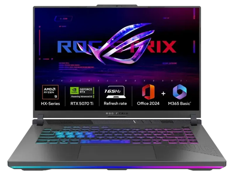 ASUS ROG STRIX G16, R9-8940HX UP TO 16 TOPS/RTX5070TI 12GB/DDR5 16GB/1TB PCIE 4.0 NVME M.2 SSD/16.0 WUXGA ANTI-GLARE NON-TOUCH,300NITS/B,SRGB 100%(165HZ),IPS-NB(RV)/BACKLIT CHICLET KEYBOARD 4-ZONE RGB WITH COPILOT KEY/90WHRS, 4S1P, 4-CELL LI-ION//GRAY
