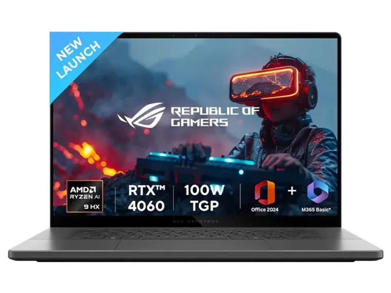 ASUS ROG ZEPHYRUS G16,AMD RYZEN AI 9 HX 370 GAMING LAPTOP(NVIDIA RTX 4060-8GB/100W TGP/16GB/1TB/2.5K QHD+/16 INCH/240HZ/WINDOWS 11/M365 BASIC (1YEAR)*/OFFICE HOME 2024/ECLIPSE GRAY/1.85 KG)GA605WV-QP478WS