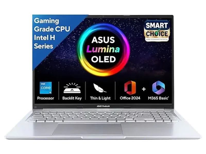 ASUS Vivobook 16, 16" FHD (1920 x 1200) OLED,Intel Core i5-13420H Processor,(16GB RAM/512GB SSD/Win 11/M365 Basic (1Year)/Backlit Keyboard/Office Home 2024/Silver/1.88 kg),X1605VA-SH1952WS