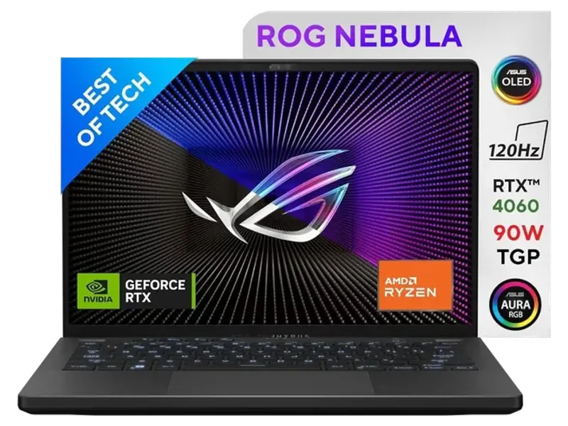 ASUS ROG ZEPHYRUS G14, GAMING LAPTOP, 14 INCH 3K OLED 120HZ 500NITS, AMD RYZEN 9 8945HS PROCESSOR, (16GB RAM/1TB SSD/NVIDIA GEFORCE RTX 4060/WINDOWS 11/OFFICE HOME/ECLIPSE GREY/1.5 KG), GA403UV-QS086WS