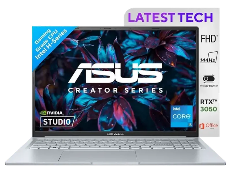 ASUS VIVOBOOK 16X, 16 INCH FHD+, 144HZ 300NITS, INTEL CORE I5-12500H 2.5 GHZ, CREATOR/GAMING LAPTOP (16GB RAM/512GB SSD/RTX 3050/WIN 11/OFFICE HOME/50WHR BATTERY/COOL SILVER/1.80 KG), K3605ZC-RP587WS