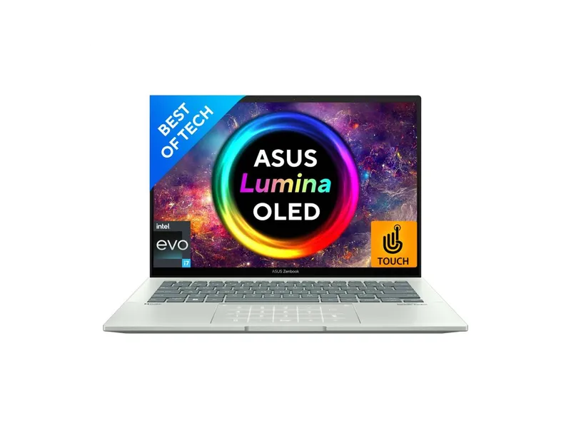 ASUS ZENBOOK 14 OLED TOUCH INTEL EVO P-SERIES INTEL CORE I7 12TH GEN 1260P - (16 GB/512 GB SSD/WINDOWS 11 HOME) UX3402ZA-KN732WS THIN AND LIGHT LAPTOP (14 INCH, AQUA CELADON, 1.39 KG, WITH MS OFFICE)