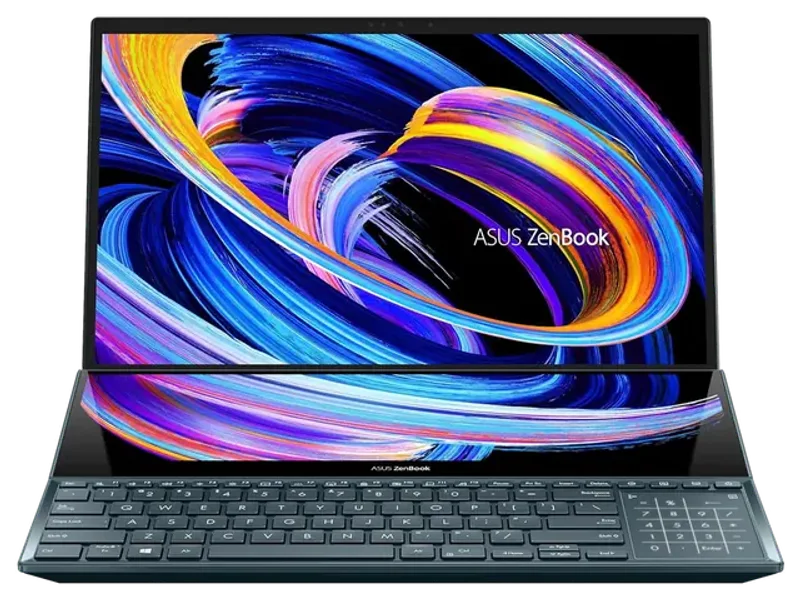 ASUS ZENBOOK PRO DUO 15 OLED (2022),15.6"(39.62 CMS) 4K OLED TOUCH,INTEL CORE I7-12700H 12TH GEN,DUAL SCREEN LAPTOP(32GB/1TB SSD/6GB GEFORCE RTX 3060/WINDOWS 11/OFFICE 2021/BLUE/2.3 KG),UX582ZM-H701WS