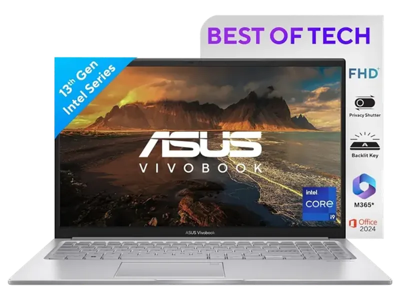ASUS VIVOBOOK 16,13TH GEN,INTEL CORE I9-13900H,FINGERPRINT(INTEL IRIS X IGPU/16GB/512GB/FHD+/16"/60HZ/BACKLIT KEYBOARD/WINDOWS 11/M365 BASIC (1YEAR)*/OFFICE HOME 2024/SILVER/1.88 KG) X1605VA-MB9946WS