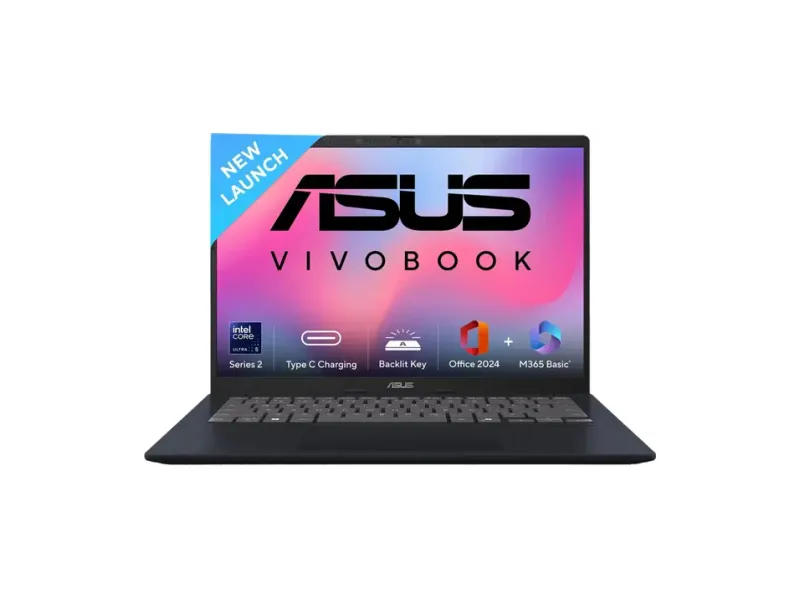 ASUS Vivobook 14 (2025) with Office 2024 + M365 Basic*, AI PC, Backlit Keyboard, Intel Core Ultra 5 225H - (16 GB/512 GB SSD/Windows 11 Home) X1407CA-LY102WS Thin and Light Laptop
