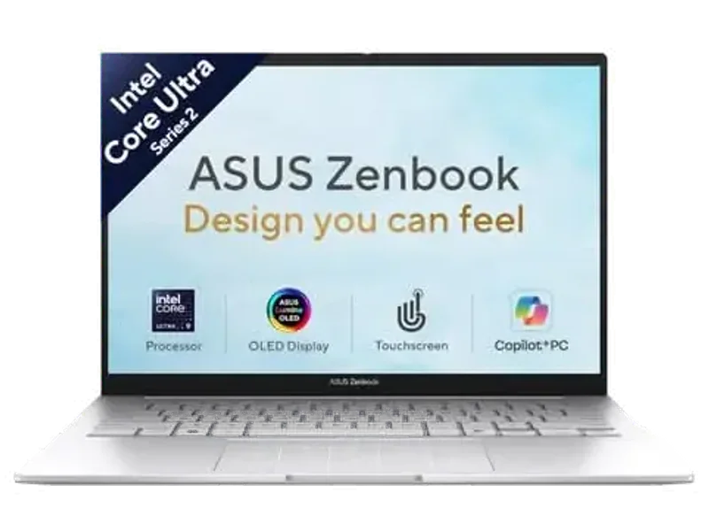ASUS Zenbook 14 UX3405CA-QL1692WS, Intel Core Ultra 9 285H, 16GB RAM, 512GB SSD, Intel Arc Graphics, 14 inch OLED Touch FHD+, Windows 11 Home, Office Home 2024, M365 Basic-1 Year Validity, Thin and Light AI Laptop, 1 Year(s) Warranty, Silver