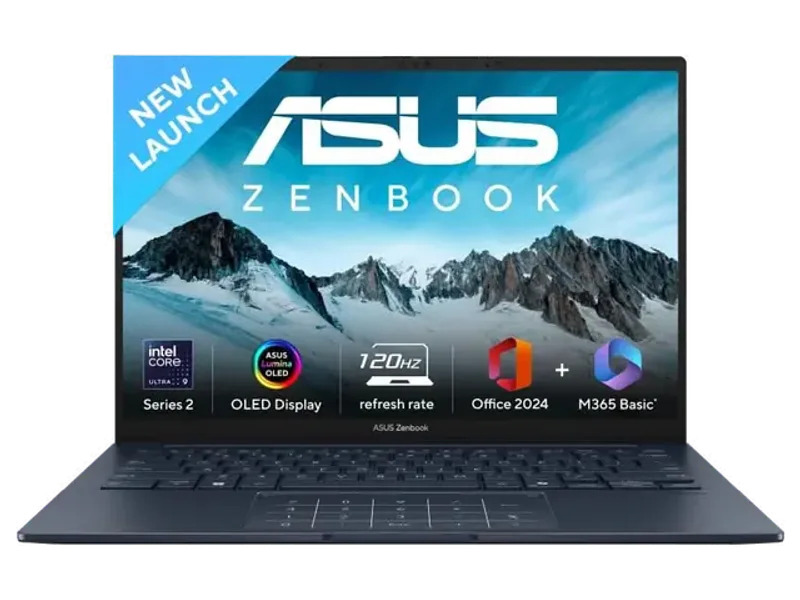 ASUS ZENBOOK 14 OLED (2025) WITH OFFICE 2024 + M365 BASIC*, AI PC INTEL CORE ULTRA 9 285H - (32 GB/1 TB SSD/WINDOWS 11 HOME) UX3405CA-PZ164WS THIN AND LIGHT LAPTOP (14 INCH, PONDER BLUE, 1.28 KG, WITH MS OFFICE)