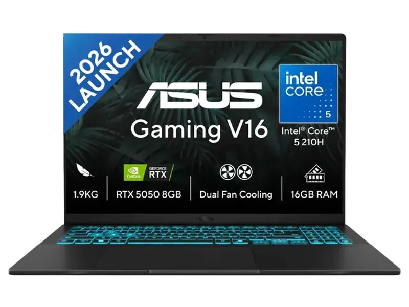 ASUS V16 V3607VH-TK154WS, Core 5 210H, 16GB, 512GB SSD, Windows 11 Home, With MS Office, 8GB RTX 5050, 144 Hz, 16 inch, 1.95 kg, Matte Black