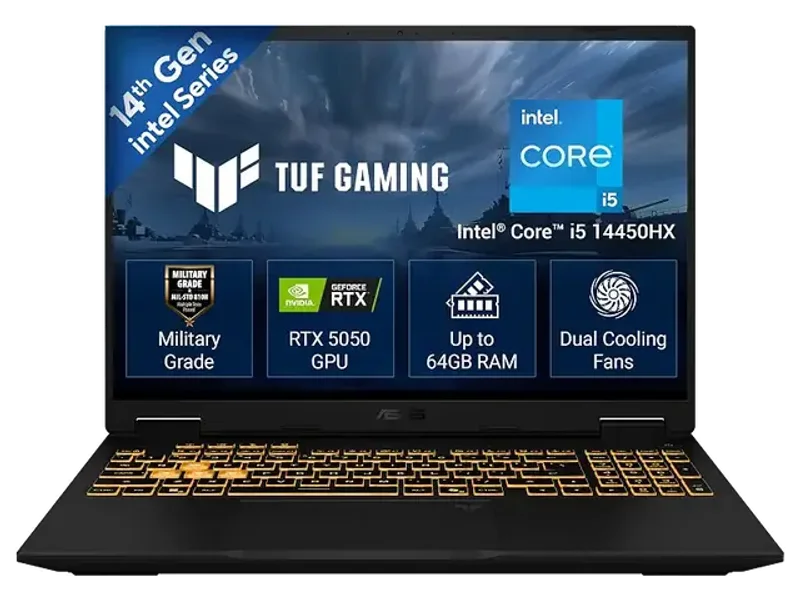 ASUS TUF 16 (2026),14th Gen,Intel Core i5 14450HX,RTX 5050-8GB,16GB RAM (Upgradeable),512GB SSD,FHD+,16"(40 cm),Win 11,M365 Basic(1Y),Office 2024,Off Black,2.2 Kg,FX610JH-TU080WS,Gaming Laptop