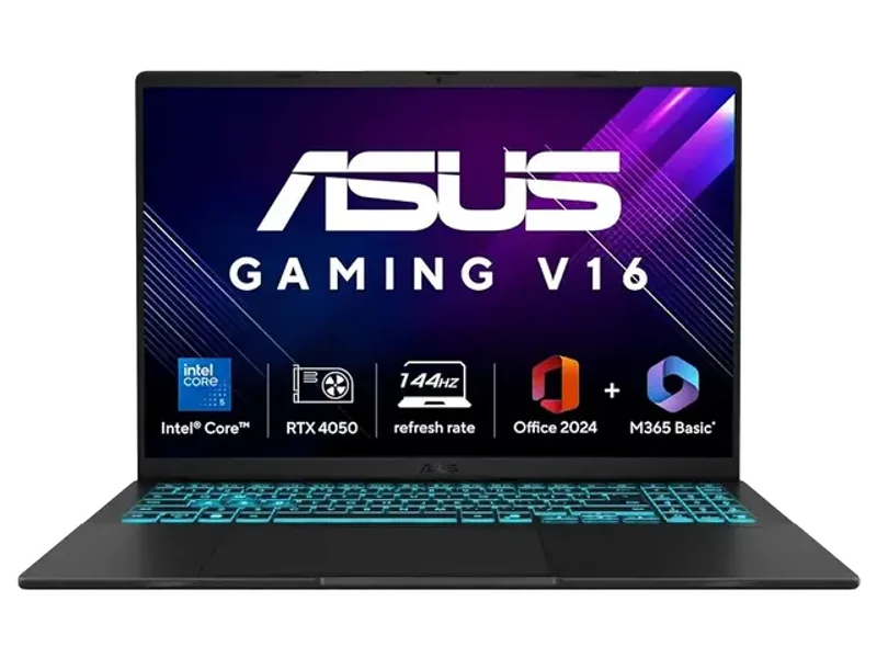 ASUS Gaming V16 (2025),Intel Core 5 210H (i5-14th Gen),RTX 4050-6GB,16GB RAM,512GB SSD,Windows 11,16"(40 cm),144Hz,M365 Basic (1Y),Office Home 2024,Matte Black,1.95 Kg,V3607VU-RP550WS,Gaming Laptop