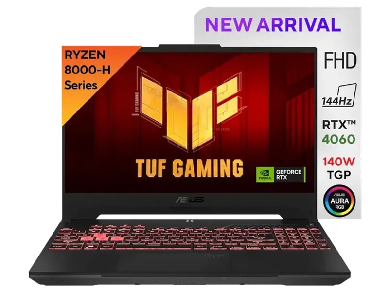 ASUS TUF GAMING A15, 15.6 INCH FHD 144HZ 250NITS, AMD RYZEN 9 8945H PROCESSOR, GAMING LAPTOP (16GB RAM/1TB SSD/NVIDIA GEFORCE RTX 4060/WINDOWS 11/OFFICE HOME/MECHA GRAY/2.2 KG), FA507UV-LP137WS