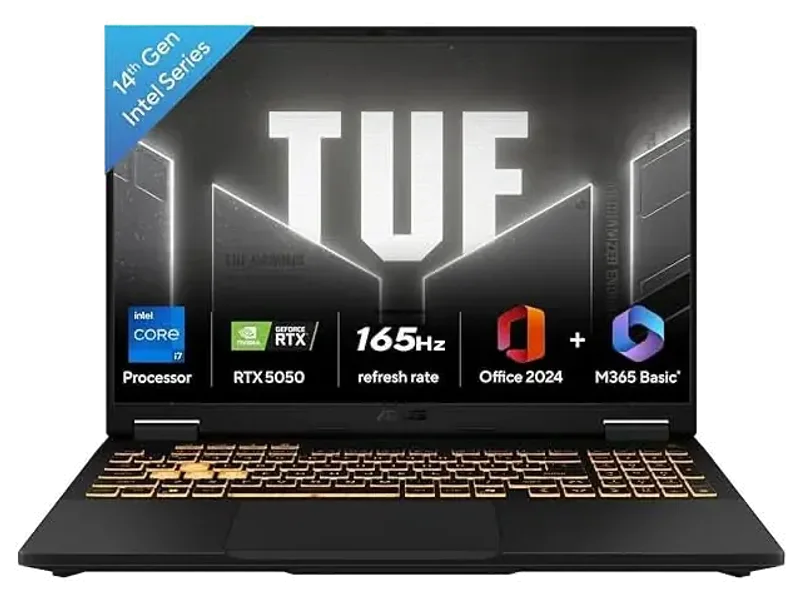 ASUS TUF F16 (2025),14th Gen, Intel Core i7 14650HX, RTX 5050-8GB, 16GB RAM, 1TB SSD, FHD+, 16", 40 cm, Windows 11, M365 Basic(1yr) Office24, Jaeger Gray, 2.2 Kg, FX608JHR-RV135WS, Gaming Laptop