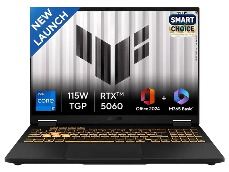 ASUS TUF Gaming F16, Gaming Laptop, Intel Core i7 14650HX, RTX 5060 GPU (16GB/1TB/40.64 cms (16) FHD+/Windows 11 Home/Office Home 2024 + M365 Basic (1 Year Validity) FX608JMR-RV049WS