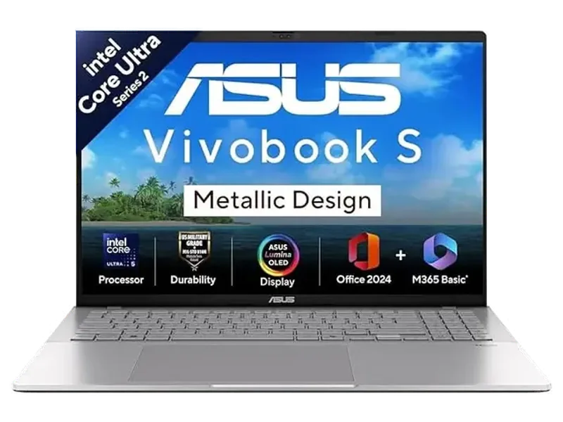 ASUS Vivobook S16,Intel Core Ultra 5 225H,AI PC(Intel Arc iGPU/16GB RAM/512GB SSD/FHD/16/60Hz/Backlit Keyboard/70Whr/Windows 11/M365 Basic(1Year)/Office Home 2024/Cool Silver/1.7 Kg) S3607CA-SH071WS