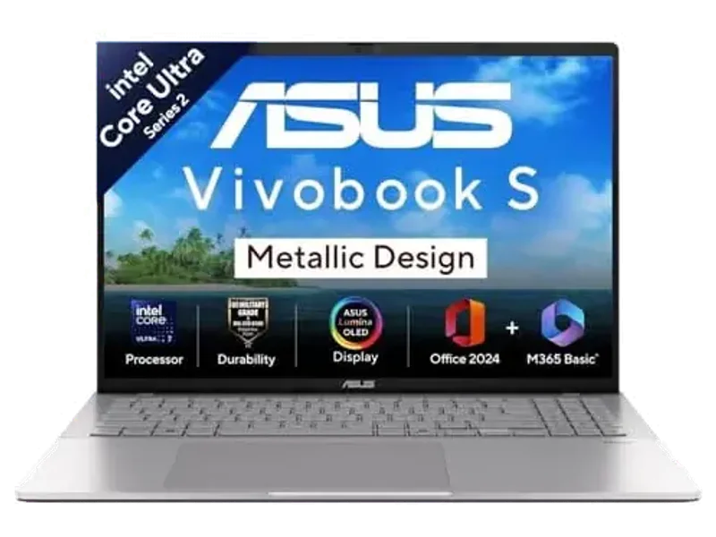 ASUS Vivobook S16 S3607CA-SH077WS, Ultra 7 255H, 16GB, 512GB SSD, Intel Graphics, 16 inch, FHD,Windows 11 Home, Office Home 2024, M365 Basic, 1 Year, Silver