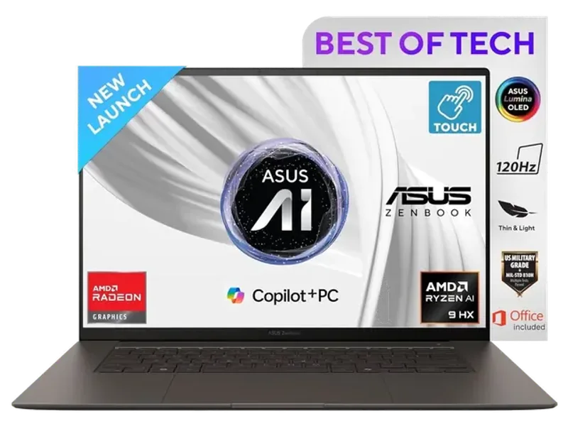 ASUS ZENBOOK S 16, 16" 3K OLED TOUCH SCREEN,AMD RYZEN AI 9 HX 370,COPILOT+ PC (32GB RAM/1 TB SSD/RADEON 890M IGPU/M365 BASIC (1YEAR)*/WINDOWS 11/OFFICE 2024/ZUMAIA GRAY/1.2 KG),UM5606WA-RJ3310WS
