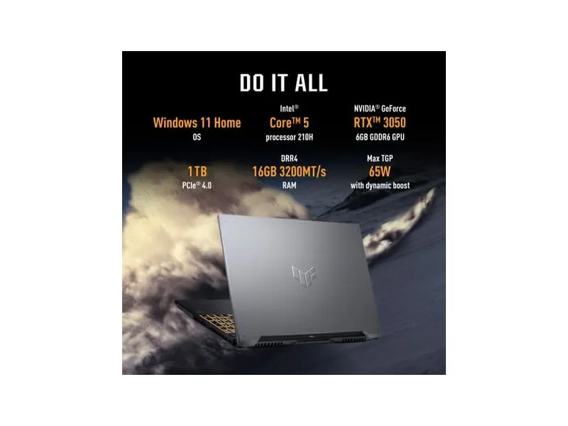ASUS TUF Gaming F16, Gaming Laptop, Intel Core 5 Processor 210H, RTX 3050 GPU (16GB/1TB/40.64 cms (16) FHD+/Windows 11 Home/Microsoft Office Home 2024 + Microsoft 365 Basic) FX607VJB-RL215WS