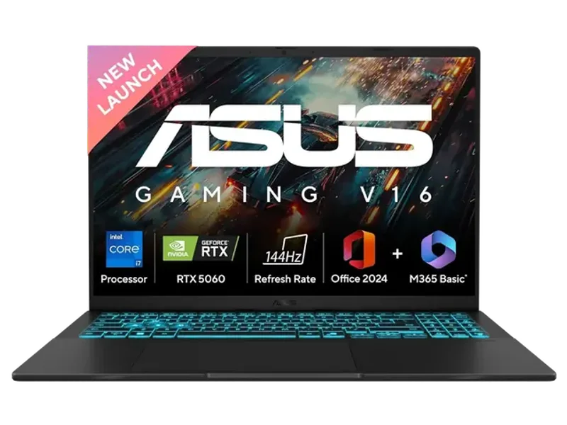 ASUS Gaming V16, Gaming Laptop, Intel Core 7 240H (16GB/512GB/RTX 5060/40.64 cms (16) WUXGA/Windows 11 Home/Office Home 2024 + M365 Basic (1 Year Validity) V3607VM-RP057WS