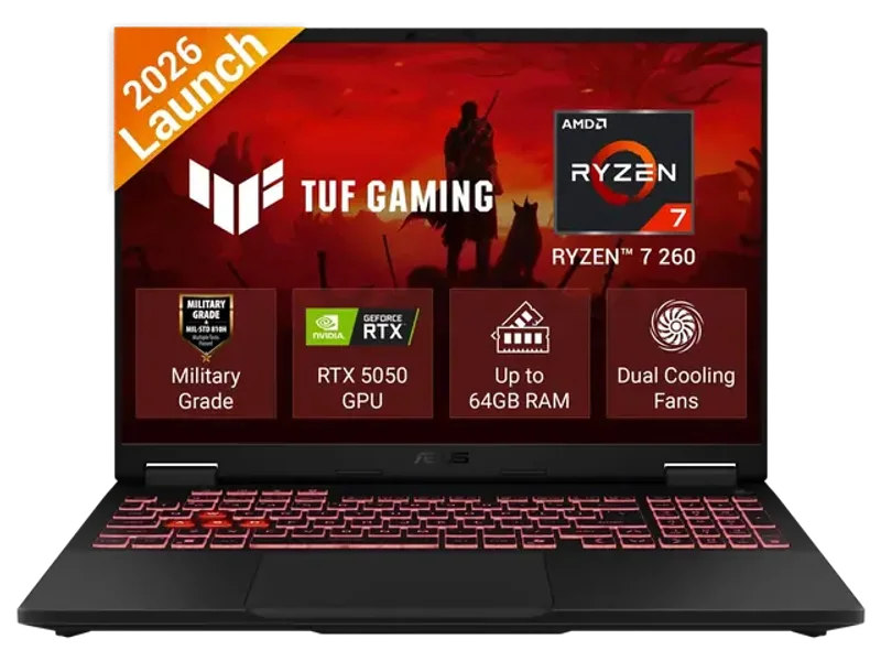 ASUS TUF Gaming A16 FA608UHI-TU238WS, AMD Ryzen 7 260, RTX 5050 GPU, 16GB, 512GB, 16 inch FHD+, Windows 11 Home, Office Home 2024, M365 Basic-1 Year Validity, Gaming Laptop