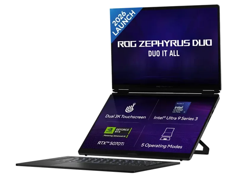 ASUS ROG Zephyrus Duo 16 GX651AR-SR074WS, Dual Screen Gaming Laptop, Intel Core Ultra 9 386H, RTX 5070 Ti GPU, 32GB RAM, 2TB SSD, 16 inch Touch 3K Resolution, Windows 11 Home, Microsoft Office Home 2024, Microsoft 365 Basic)