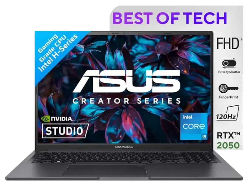 ASUS Creator Series Vivobook 16X 2023, Intel Core I5-12450H 12TH GEN, 16.0-Inch FHD+ 120Hz, Creator/Gaming Laptop (8GB/512GB SSD/NVIDIA GeForce RTX 2050/WIN11/FP/Black/1.80 KG),K3605ZF-MB521WS