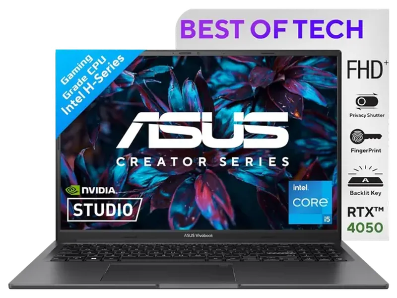 ASUS VIVOBOOK 16X, INTEL CORE I5-12450H 12TH GEN, 16-INCH (40.64 CM) FHD+, CREATOR/GAMING LAPTOP, (16 GB RAM/512GB SSD/6GB RTX 4050/WIN11//BACKLIT/FP/70WHR /BLACK/3.97 KG), K3605ZU-MBN541WS