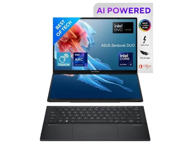 ASUS ZENBOOK DUO OLED (2024), 14" (35.56CM) FHD OLED TOUCH DISPLAY, INTEL CORE ULTRA 5 125H, BUILT-IN AI, DUAL SCREEN LAPTOP (16GB/1TB SSD/INTEL ARC GRAPHICS/WIN11/GRAY/1.65 KG), UX8406MA-QL551WS