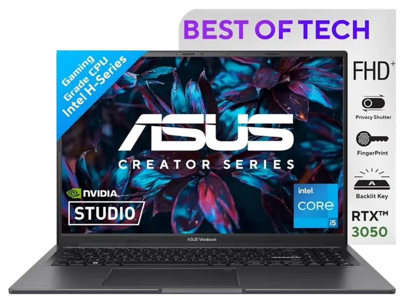 ASUS CREATOR SERIES VIVOBOOK 16X (2023), INTEL CORE I5-13500H 13TH GEN, 16 INCH (40.64 CM) FHD+, CREATOR/GAMING LAPTOP (16GB/512GB/4GB RTX 3050 /WIN11/OFFICE 2021/FP/BLACK/1.8 KG), K3605VC-MBN541WS