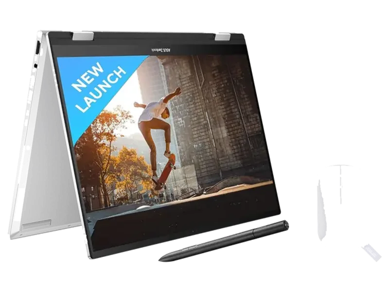 ASUS ZENBOOK 14 FLIP OLED (2023), INTEL CORE EVO I7-1360P 13TH GEN, 14 INCH (35.56 CM) 2.8K 90HZ OLED, (16GB RAM & 1TB SSD), UP3404VA-KN753WS MARSHMALLOW MD100 MOUSE (GRAY)