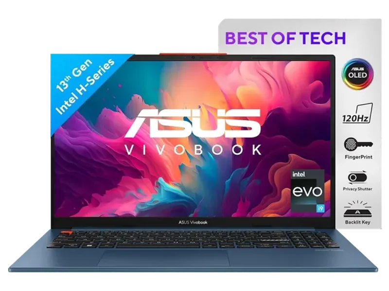ASUS VIVOBOOK S 15 OLED, INTEL CORE I9-13900H 13TH GEN, 15.6" (39.62 CM) 3K OLED, THIN AND LIGHT LAPTOP (16 GB RAM/1TB SSD/WIN11/OFFICE 2021/BACKLIT/FINGERPRINT/75WHR /BLUE/3.75 KG), S5504VA-MA951WS