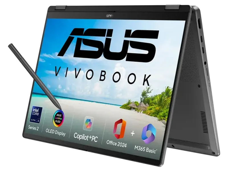 ASUS VIVOBOOK FLIP OLED TP3407SA-QL024WS [ULTRA 5-226V 14TH GEN/16GB/512GB SSD/WIN11 HOME+MSO/14.0 INCH TOUCH/INTEGRATED GRAPHICS /1 YEAR(S)/GREY]