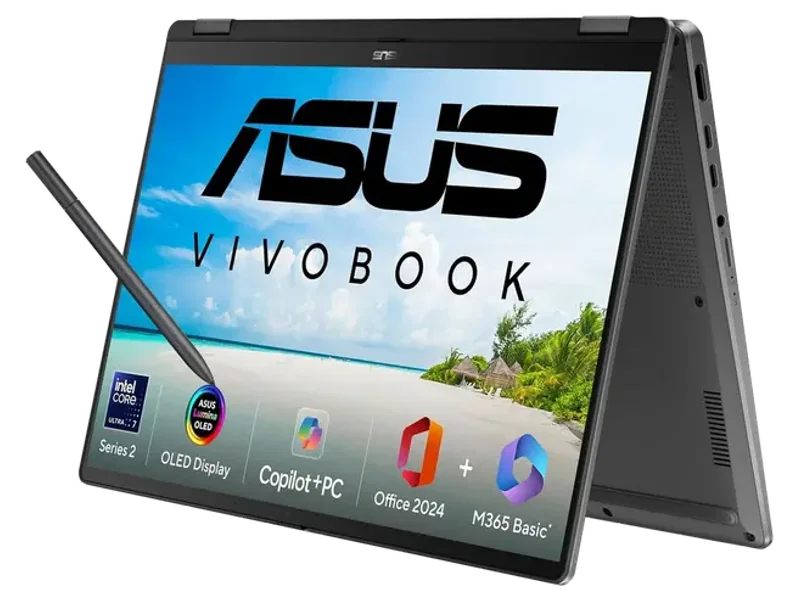 ASUS VIVOBOOKFLIP OLED TP3407SA-QL025WS [ULTRA7-256V 14TH GEN/16GB/512GB SSD/WIN11 HOME+MSO/14.0 INCH TOUCH/INTEGRATED GRAPHICS /1 YEAR(S)/GREY]