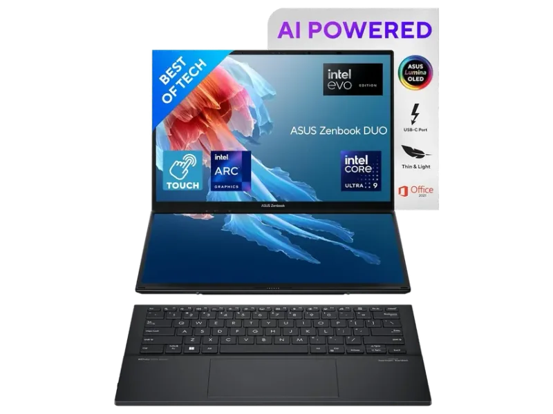 ASUS ZENBOOK DUO OLED (2024), 14" (35.56CM) FHD OLED TOUCH DISPLAY, INTEL CORE ULTRA 9 185H, BUILT-IN AI, DUAL SCREEN LAPTOP (32GB/1TB SSD/INTEL ARC GRAPHICS/WIN11/GRAY/1.65 KG), UX8406MA-QL961WS