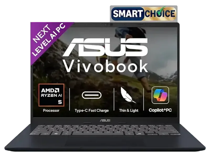ASUS Vivobook 14,Smartchoice,AMD Ryzen AI 5 330,16GB RAM,512GB SSD(Upgradeable),FHD+ 14",Win11,Office24,M365 Basic (1Y), Blue,1.46Kg,M1407KA-LY132WS,AMD Radeon iGPU,50 Tops,Next-Gen AI Laptop,Copilot+