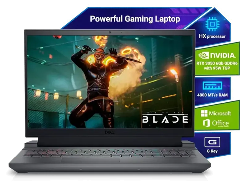 DELL GAMING G15-5530, INTEL CORE I5 13TH GEN-13450HX, NVIDIA GEFORCE RTX 3050-6GB, 16GB RAM, 512GB SSD, FHD 250NITS 15.6"/39.62CM, 120HZ, WINDOWS11, MSOFFICE 2021,DARK SHADOW GRAY,2.65KG GAMING LAPTOP