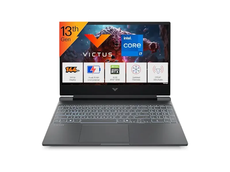 HP Victus Gaming Laptop, 13th Gen Intel core i7-13650HX, 6GB RTX 4050, 24GB DDR5, 512GB SSD, FHD, 144Hz, 300 nits, IPS, 15.6''/39.6cm, Win11, M365* Office24, Mica Silver, 2.29kg, fa2531TX, Backlit KB