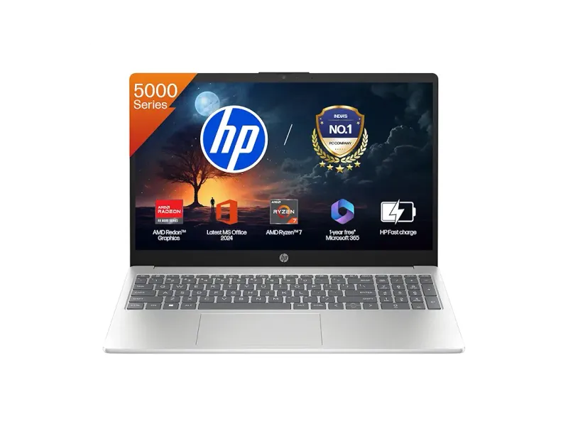 HP 15, AMD Ryzen 7 5825U (16GB DDR4, 512GB SSD) FHD, Anti-Glare, Micro-Edge,15.6''/39.6cm, Win11, M365(1yr)* Office24, Silver, 1.59kg, fc0476AU, Radeon Graphics, FHD Camera w/Shutter, Backlit Laptop