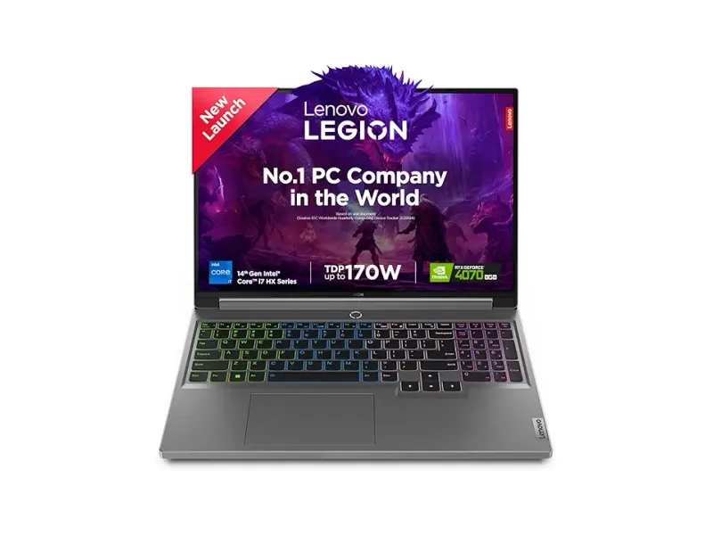 Lenovo Legion 5 Intel Core i7-14650HX 16" (40.64cm) WQXGA IPS 350Nits 165Hz Gaming Laptop (16GB/1TB SSD/Win 11/Office 2021/NVIDIA RTX 4070 8GB/100%sRGB/Alexa/3 Month Game Pass/Grey/2.3Kg), 83DG009DIN