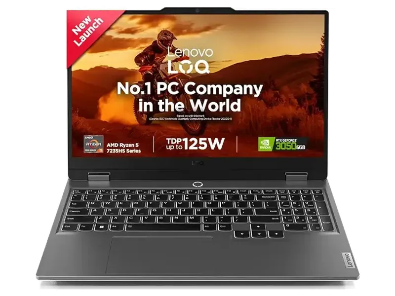 Lenovo LOQ AMD Ryzen 5 7235HS | NVIDIA RTX 3050 6GB (16GB RAM/512GB SSD/144Hz Refresh Rate/15.6" (39.6cm)/Windows 11/Office Home 2024/3 Mon. Game Pass/Grey/2.4Kg), 83JC00LRIN AI Gaming Laptop