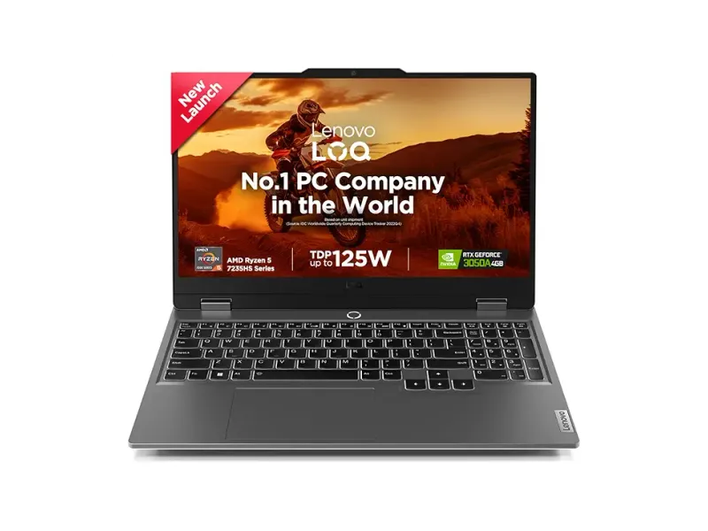 Lenovo LOQ AMD Ryzen 5 7235HS | NVIDIA RTX 3050A 4GB (16GB RAM/512GB SSD/144Hz Refresh Rate/15.6" (39.6cm)/Windows 11/Office Home 2024/3 Mon. Game Pass/Grey/2.4Kg), 83JC00LSIN AI Gaming Laptop